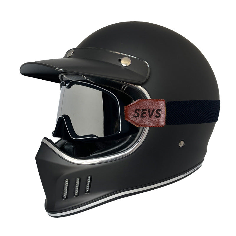 Retro Helmet FRP-02 with glasses