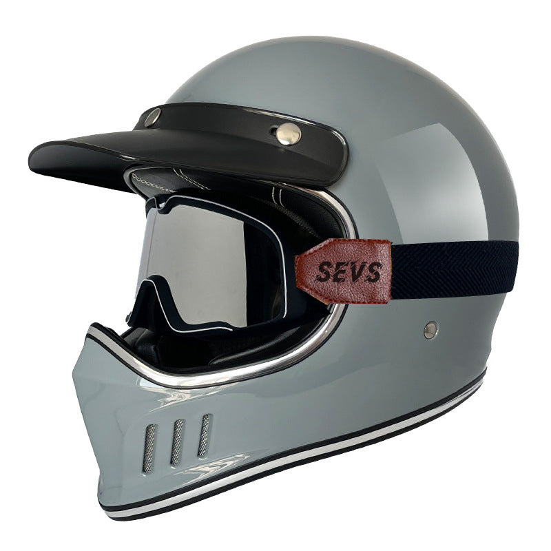 Retro Helmet FRP-02 with glasses