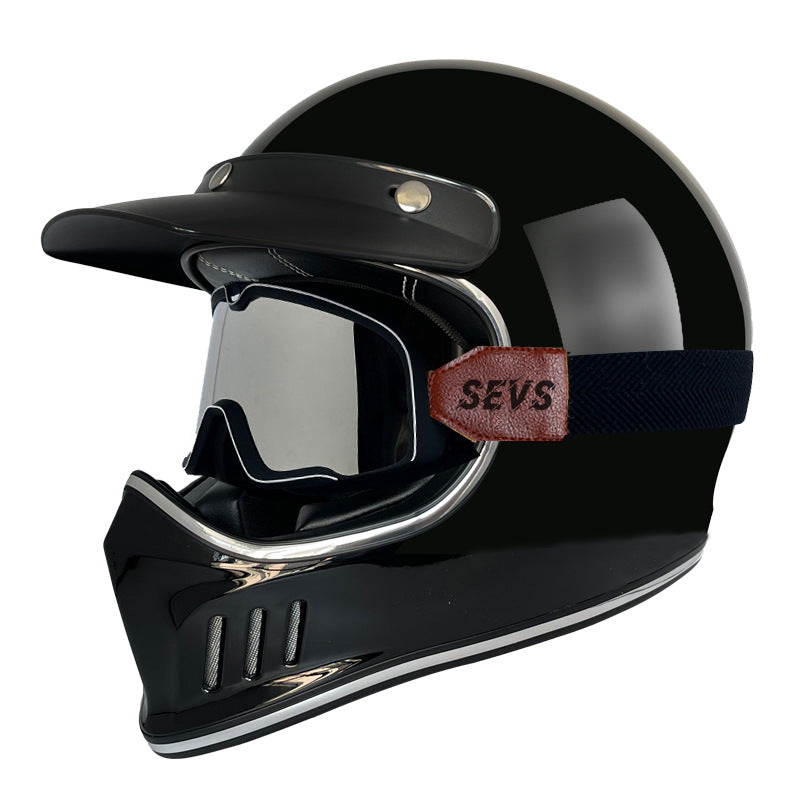 Retro Helmet FRP-02 with glasses