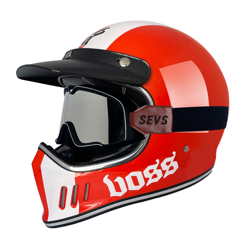 Retro Helmet FRP-02 with glasses